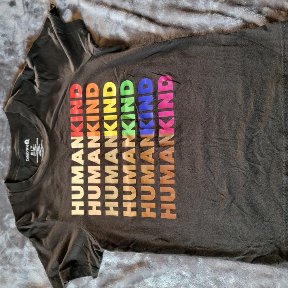Celebrate It Humankind Graphic Tee Adult XS Black Rainbow Pride Good Cotton 811